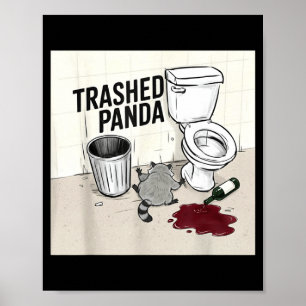 Grappige kapotte panda wasbeer wordt dronken poster