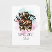 Grappige kapper Verjaardag Kaart voor schoonheidss (Voorkant)