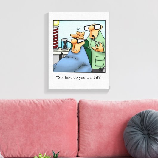 Grappige kapperszaak verpakt canvas (Insitu (Woonkamer))