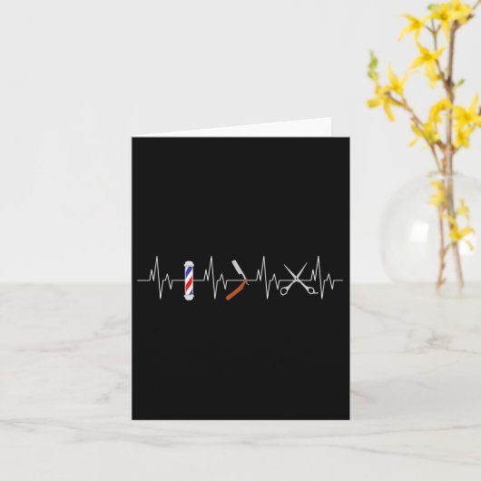 Grappige Kapsel Kapper Paal Kam Mes Baard Hartslag Kaart (Gele Bloem)