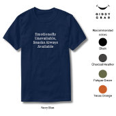 Grappige karakterquote emotioneel niet beschikbaar t-shirt