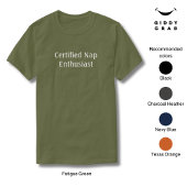 Grappige karakterquote gecertificeerd NAP liefhebb T-shirt