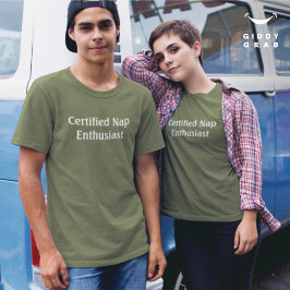 Grappige karakterquote gecertificeerd NAP liefhebb T-shirt