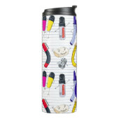 Grappige karakters schoolbenodigdheden. Aangepast Thermosbeker (Gedraaid links)