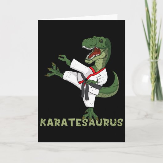 Grappige Karate Dinosaur Karatesaurus T-rex Grafis Kaart (Voorkant)