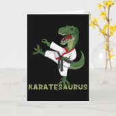 Grappige Karate Dinosaur Karatesaurus T-rex Grafis Kaart (Gele Bloem)