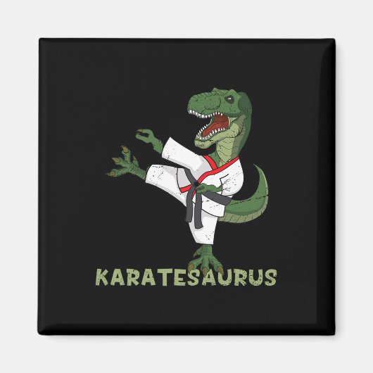 Grappige Karate Dinosaur Karatesaurus T-rex Grafis Magneet (Voorkant)
