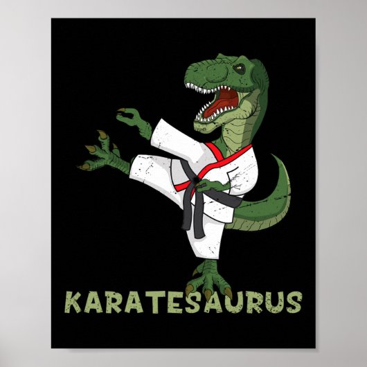 Grappige Karate Dinosaur Karatesaurus T-rex Grafis Poster (Voorkant)