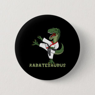Grappige Karate Dinosaur Karatesaurus T-rex Grafis Ronde Button 5,7 Cm