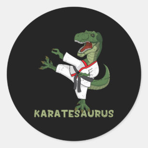 Grappige Karate Dinosaur Karatesaurus T-rex Grafis Ronde Sticker