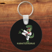 Grappige Karate Dinosaur Karatesaurus T-rex Grafis Sleutelhanger (Voorkant)