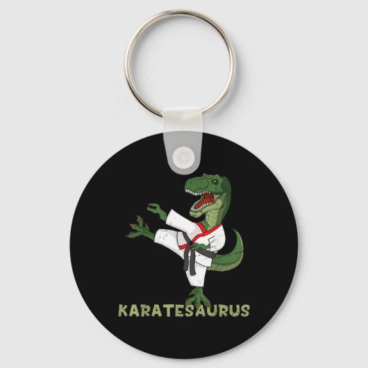 Grappige Karate Dinosaur Karatesaurus T-Rex Grafis Sleutelhanger (Voorkant)