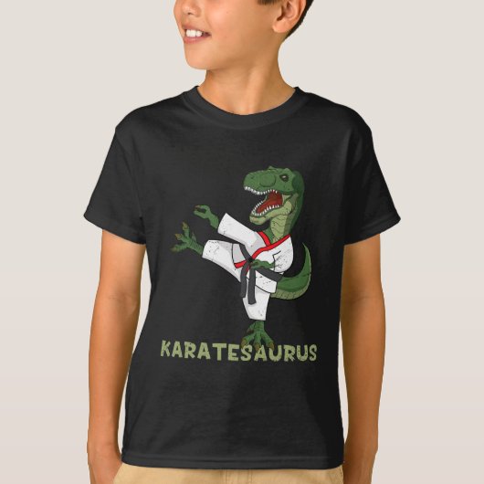 Grappige Karate Dinosaur Karatesaurus T-rex Grafis T-shirt (Voorkant)