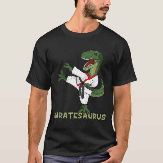 Grappige Karate Dinosaur Karatesaurus T-Rex Grafis T-shirt (Voorkant)