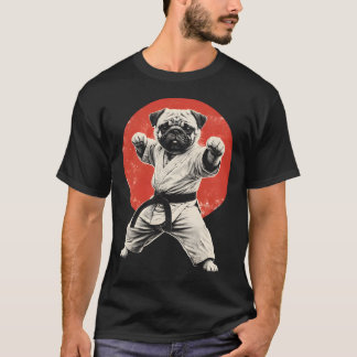 Grappige Karate Pug Zwarte Band Vechtkunst Hond T-shirt