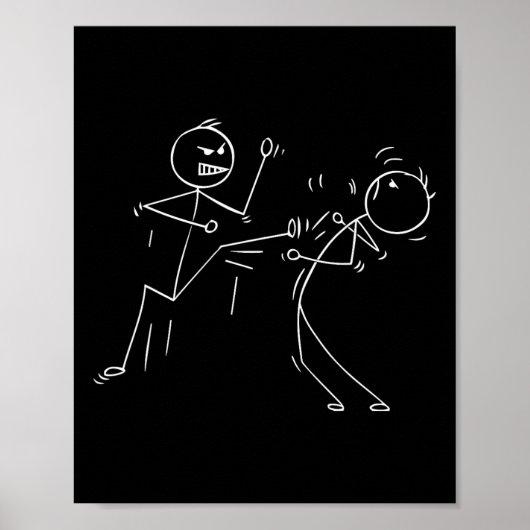 Grappige Karate Stick Figuur Karate Strijders Poster (Voorkant)