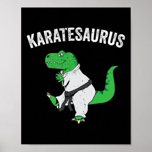 Grappige Karate T Rex Dinosaur Cute Dino Martial A Poster (Voorkant)