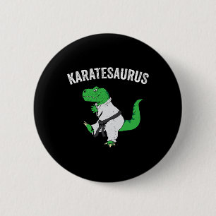 Grappige Karate T Rex Dinosaur Cute Dino Martial A Ronde Button 5,7 Cm