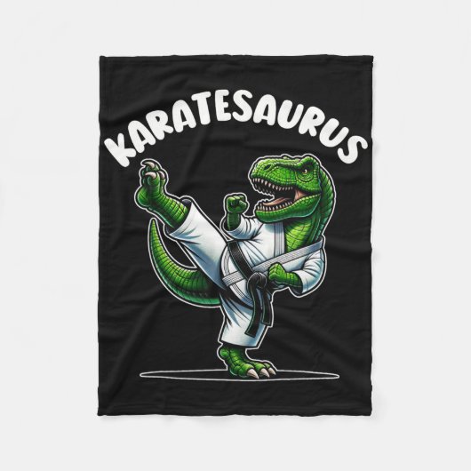 Grappige Karatesaurus Dinosaur T Rex In Karate Gi  Fleece Deken (Voorkant)