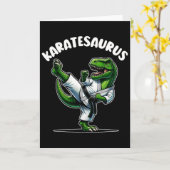 Grappige Karatesaurus Dinosaur T Rex In Karate Gi  Kaart (Gele Bloem)