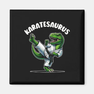 Grappige Karatesaurus Dinosaur T Rex In Karate Gi  Magneet