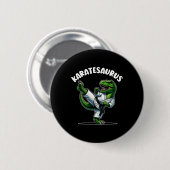 Grappige Karatesaurus Dinosaur T Rex In Karate Gi  Ronde Button 5,7 Cm (Voorkant /achterkant)