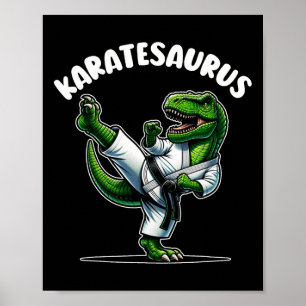 Grappige Karatesaurus dinosaurus T Rex in Karate G Poster