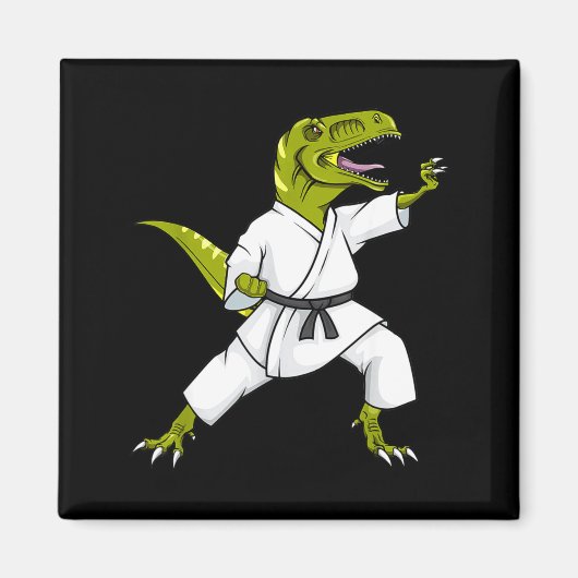 Grappige Karatesaurus T-rex Dinosaur Karate Samura Magneet (Voorkant)