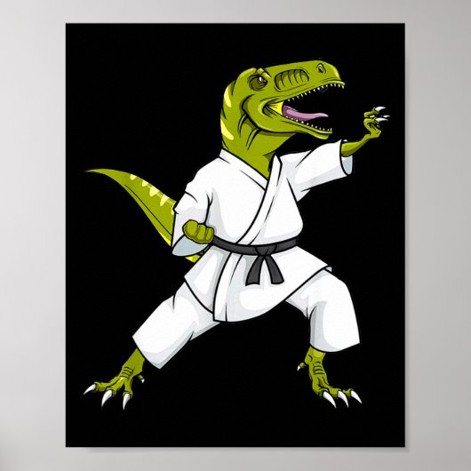 Grappige Karatesaurus T-rex Dinosaur Karate Samura Poster (Voorkant)