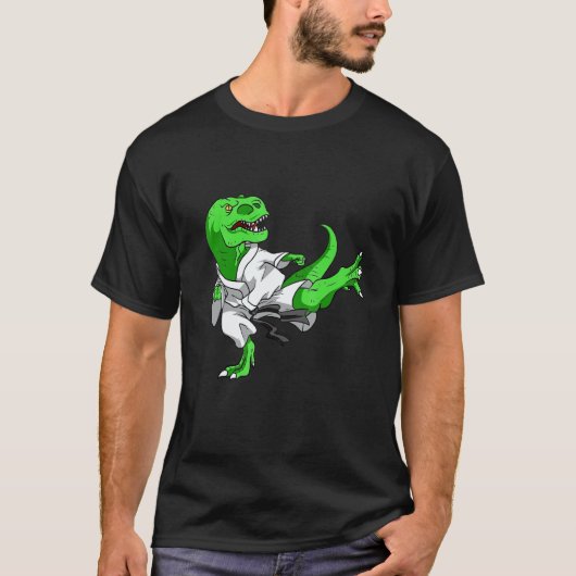 Grappige Karatesaurus Trex Karate Dinosaur Jongen T-shirt (Voorkant)
