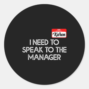 Grappige Karen Halloween-kostuum spreek met de man Ronde Sticker