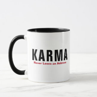 Grappige Karma Mok - "Verliest Nooit een Adres" Be