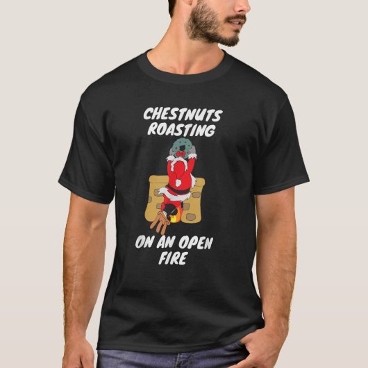 Grappige kastanjes roosteren op een open vuur Kers T-shirt (Voorkant)