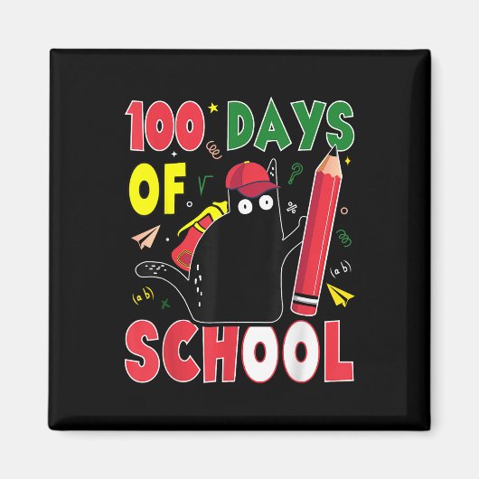 Grappige kat 100 dagen van school kitten potlood 1 magneet (Voorkant)