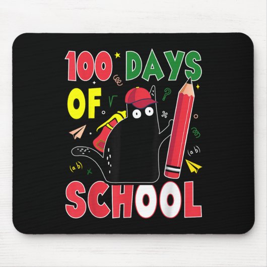 Grappige kat 100 dagen van school kitten potlood 1 muismat (Voorkant)