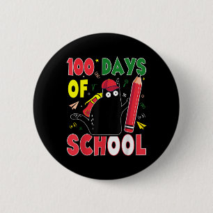 Grappige kat 100 dagen van school kitten potlood 1 ronde button 5,7 cm