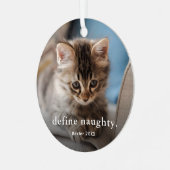 Grappige kat 2 foto Kerstmis Metalen Ornament (Voorkant links)