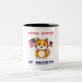 Grappige Kat 4 van Juli Amerikaanse Vlag Kat op Tweekleurige Koffiemok