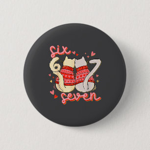 Grappige Kat 67 Meme Zes Zeven Gen Alpha Jargon Va Ronde Button 5,7 Cm