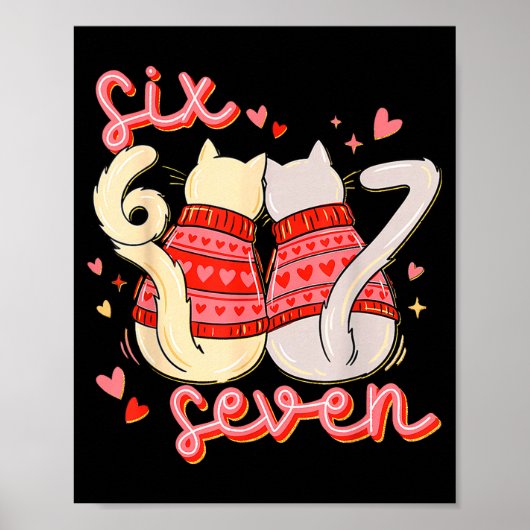 Grappige Kat 67 Meme Zes Zeven Gen Alpha Slang Val Poster (Voorkant)