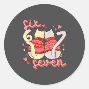Grappige Kat 67 Meme Zes Zeven Gen Alpha Slang Val Ronde Sticker