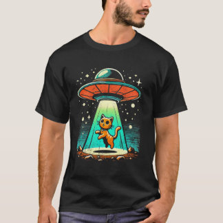 Grappige Kat Alien UFO Ontmoeting Sciencefiction T-shirt