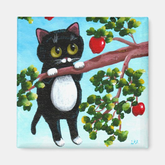 Grappige kat appels Creationarts Magneet (Voorkant)