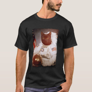 Grappige Kat Astronaut Maan Ruimte Missie Dier Ast T-shirt