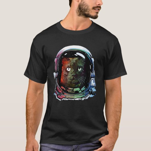 Grappige Kat Astronaut Ruimte Kat Liefhebber Retro T-shirt (Voorkant)