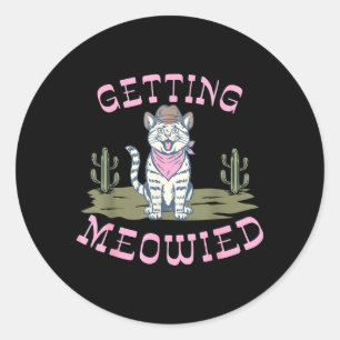 Grappige Kat Bachelorette Feest Meowied Bruids Ronde Sticker