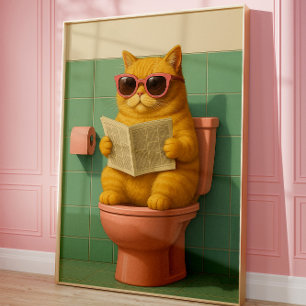 Grappige kat badkamer trendy wanddecoratie poster
