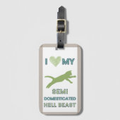 Grappige kat bagage label helbeest groen (Voorkant (verticaal))