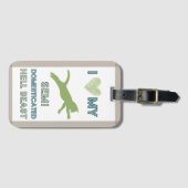 Grappige kat bagage label helbeest groen (Voorkant (horizontaal))