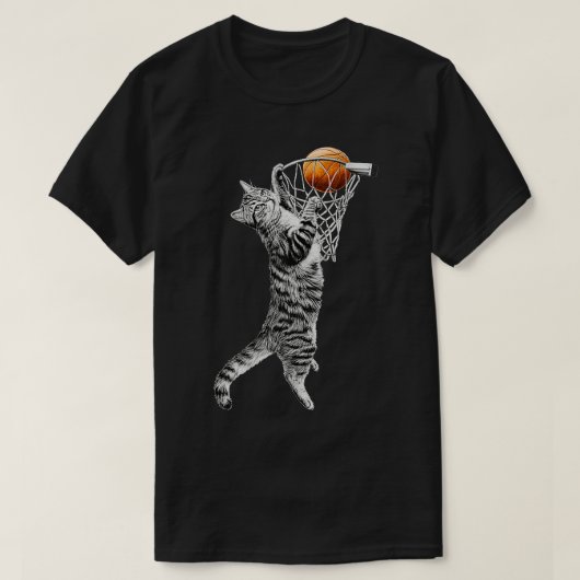 Grappige kat basketbalspeler t-shirt (Design voorkant)
